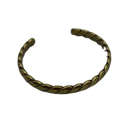 Brass Bracelet Jewelry Wrist Small Rope Patina Gold Tone - Picture 1 of 5